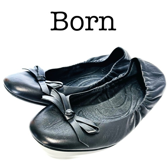 Born Shoes - Born Women's Black Leather Ballet Flats Size 10